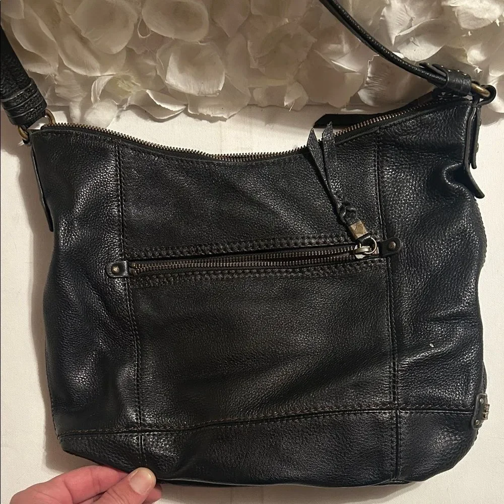 The Sak Black Textured Leather Hobo Bag